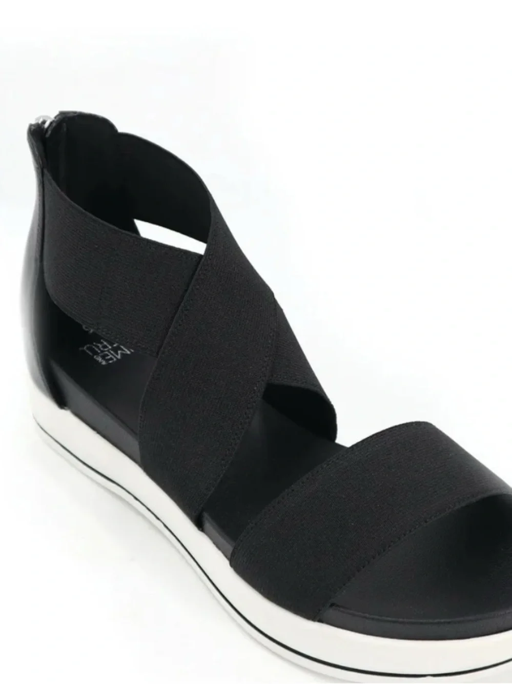 Time and Tru Black Elastic Crisscross Wedge Sandal - Picture 5 of 11